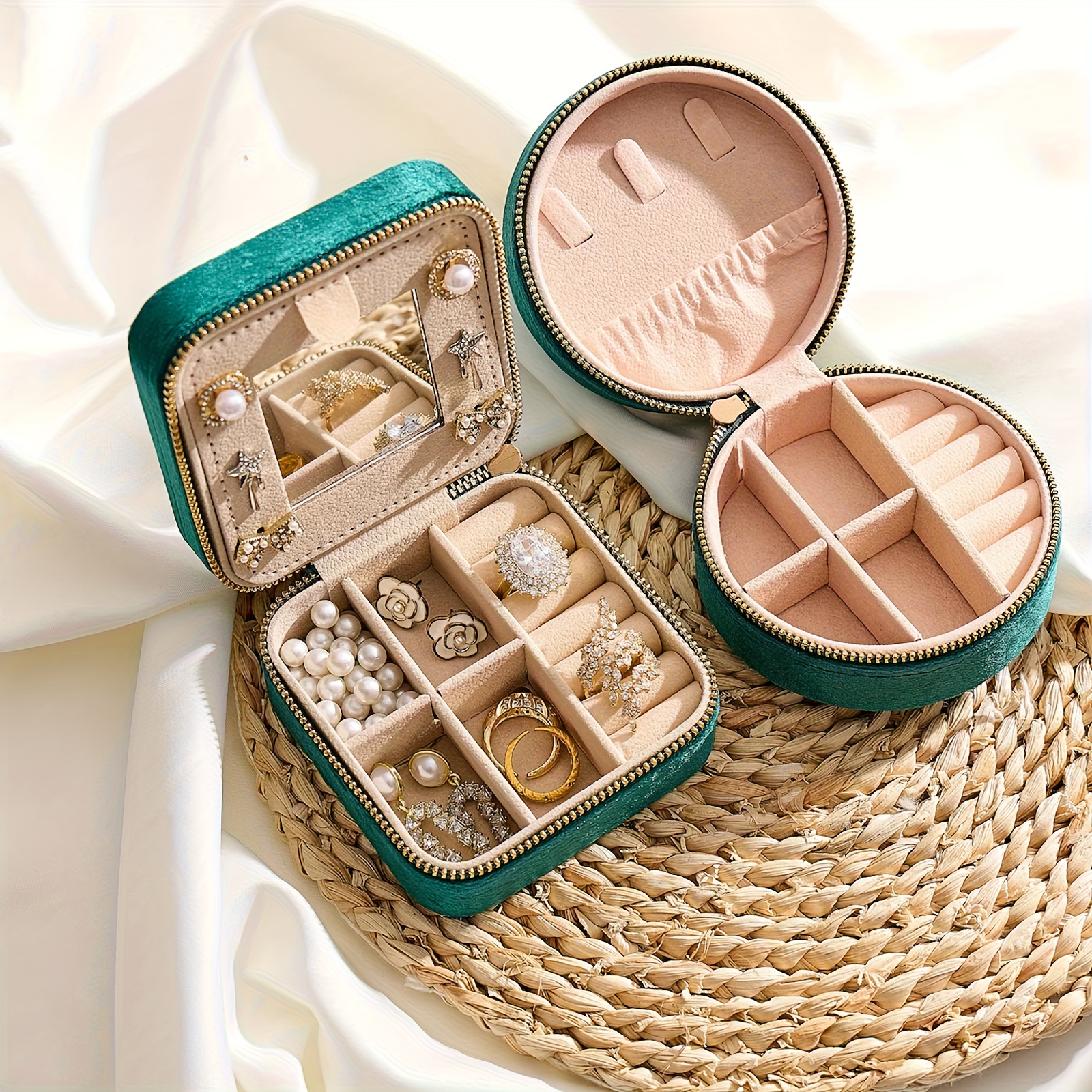 Personalized Velvet Travel Jewelry Box, Elegant Storage